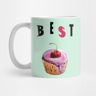 a gift for a sweet tooth, muffin, cake. hand drawn watercolor illustration. Baking and sweets. Mug